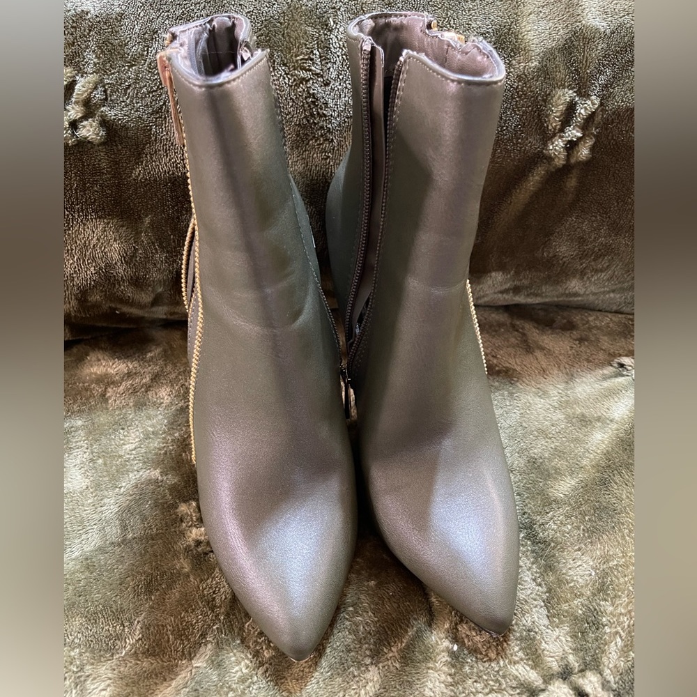 Green and Gold Zipper Booties